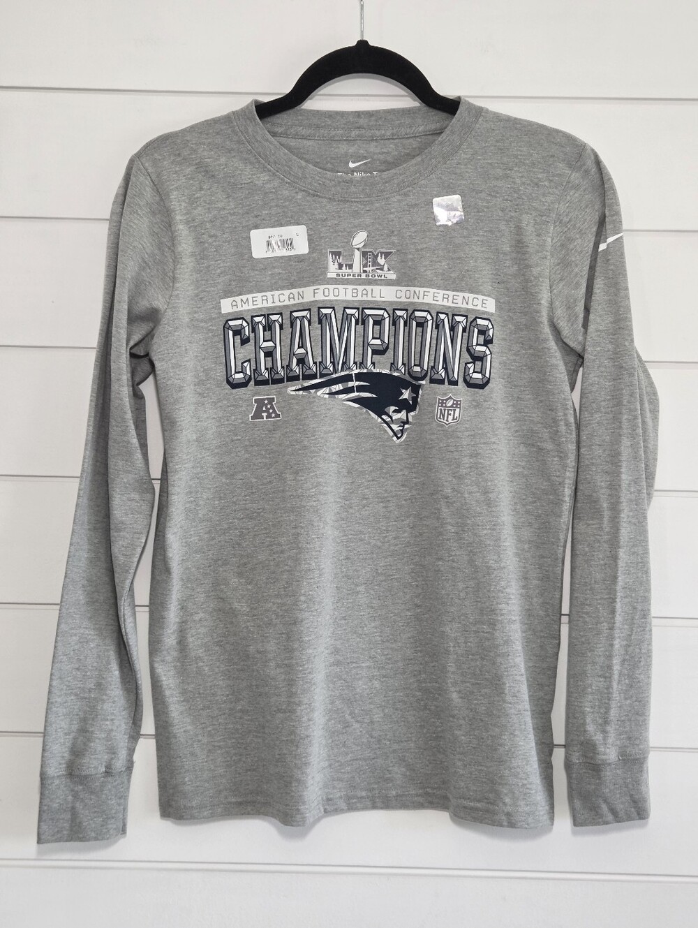 Nike Gray New England Patriots Champions Long Sleeve Tee Size L